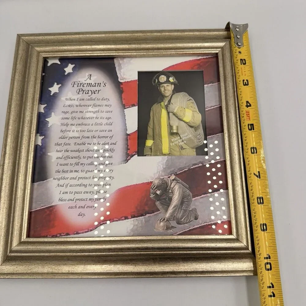 Fireman’s Prayer Photo Frame 10.5” x 10.5” Firefighter Memorial Keepsake Picture